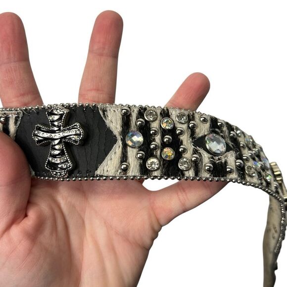 Nocona cross zebra animal hair western cowgirl belt main image 11